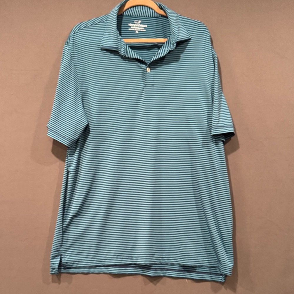 Vineyard Vines Vines Teal Striped Polo Shirt size XL